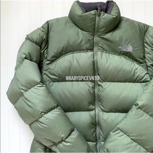 North Face 700 Sage Green Nuptse Puffer Jacket